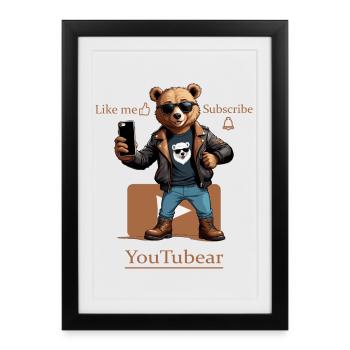 Drôle de YouTubear - Affiche encadrée (27 × 37 cm) - noir - Devant