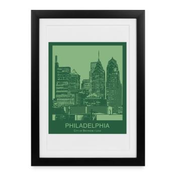 Philadelphia Skyline – City of Brotherly Love - Framed poster (27 × 37 cm) - black - Front