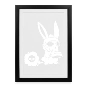 White rabbit farting - Framed poster (27 × 37 cm) - black - Front