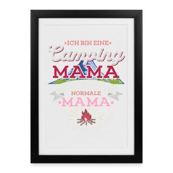 Camping Mama Campingplatz Camper Zelten Lagerfeuer - Gerahmtes Poster (27 × 37 cm) - Schwarz - Vorne