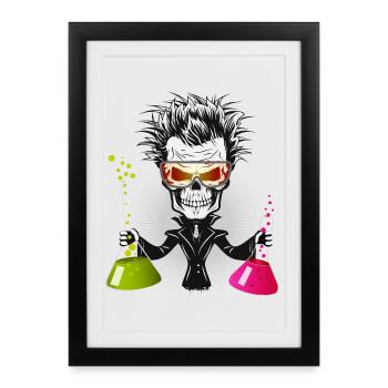 Crâne en scientifique sombre dans le laboratoire - Affiche encadrée (27 × 37 cm) - noir - Devant