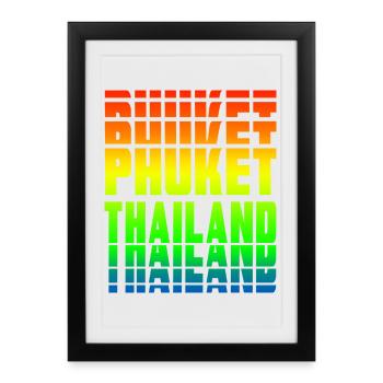 Motif arc-en-ciel de Phuket en Thaïlande - Affiche encadrée (27 × 37 cm) - noir - Devant