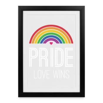 Mois de la fierté LGBTQ - Pride. L’amour gagne - Affiche encadrée (27 × 37 cm) - noir - Devant