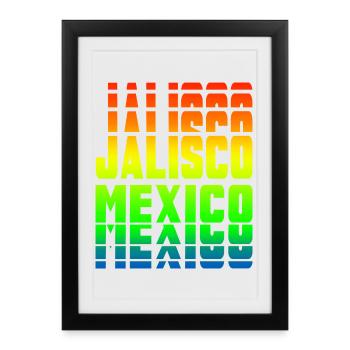 Motif arc-en-ciel de Jalisco Mexico - Affiche encadrée (27 × 37 cm) - noir - Devant