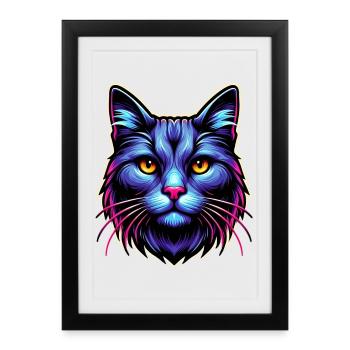 Chat - Affiche encadrée (27 × 37 cm) - noir - Devant