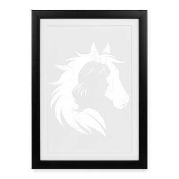 Girl and Horse Silhouette Portrait - Framed poster (27 × 37 cm) - black - Front