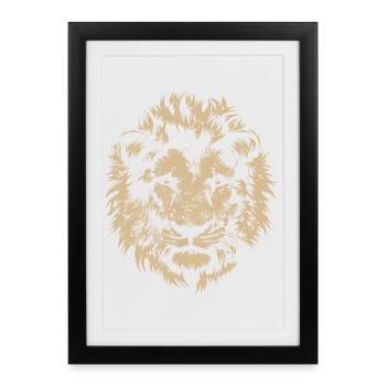 Lion Portrait Nature Wilderness Animal Symbol Graphic - Framed poster (27 × 37 cm) - black - Front