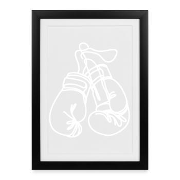 Boxing Gloves Drawing - Framed poster (27 × 37 cm) - black - Front