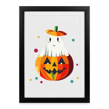 Halloween Pumpkin & Ghost for Happy Halloween - Framed poster (27 × 37 cm) - black - Front