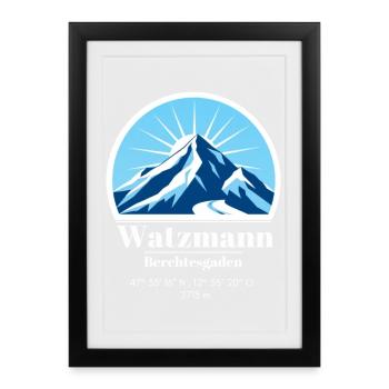 Watzmann Berchtesgaden Ski Hiver Montagne - Affiche encadrée (27 × 37 cm) - noir - Devant