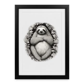 Lazy Sloth Teen Slow Sleep Zero Buck Tired - Framed poster (27 × 37 cm) - black - Front