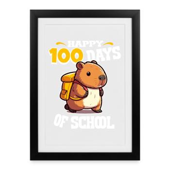100 Days of School – Cute Capybara Design - Framed poster (27 × 37 cm) - black - Front