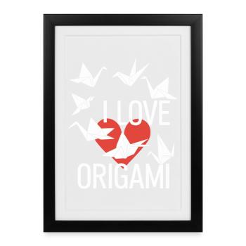 Origami Heart Love Tee - Framed poster (27 × 37 cm) - black - Front