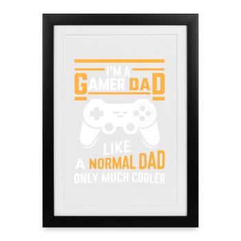 Gamer Dad Shirt, Funny Dad T-Shirt, Father's Day G - Affiche encadrée (27 × 37 cm) - noir - Devant