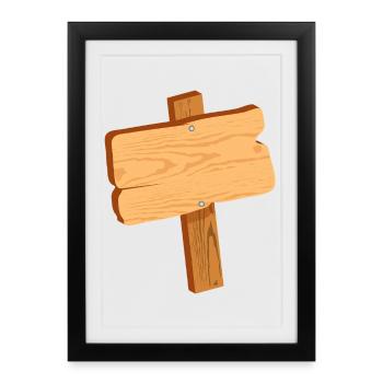 Rustic sign in wood look without text - Framed poster (27 × 37 cm) - black - Front