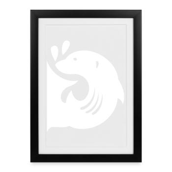 Poisson pingouin | Lettre D | Vectorale - Affiche encadrée (27 × 37 cm) - noir - Devant