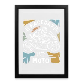 Motorcycle Racing vintage - Moto Raceday Symbol - Framed poster (27 × 37 cm) - black - Front