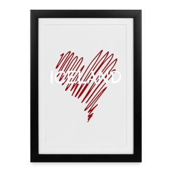 J’adore l’Islande, fier Islandais - Affiche encadrée (27 × 37 cm) - noir - Devant