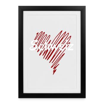 J’aime la Suisse, fière Suisse - Affiche encadrée (27 × 37 cm) - noir - Devant