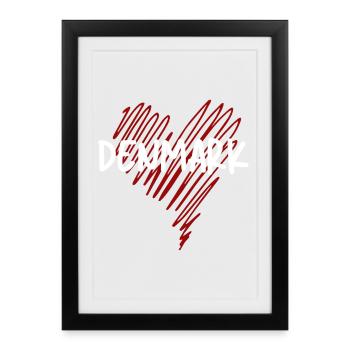 J’adore le Danemark, fier Danois - Affiche encadrée (27 × 37 cm) - noir - Devant