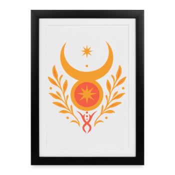 Dieu du soleil du solstice d’été - Païen et Wicca - Affiche encadrée (27 × 37 cm) - noir - Devant