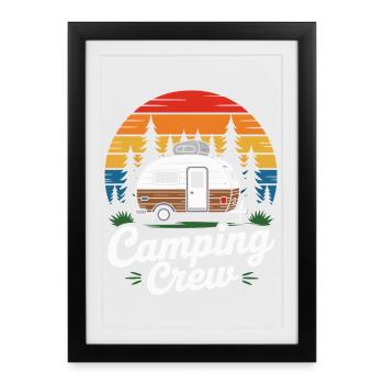 Retro Camping Crew Caravan - Framed poster (27 × 37 cm) - black - Front