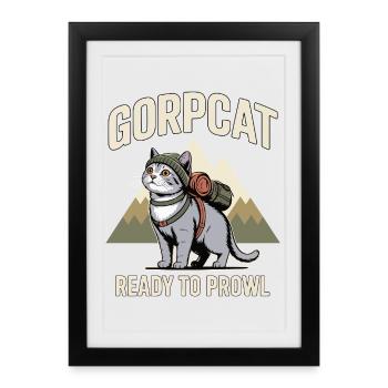 GORPCAT bereit zum Schleichen Wanderkatze - Gerahmtes Poster (27 × 37 cm) - Schwarz - Vorne