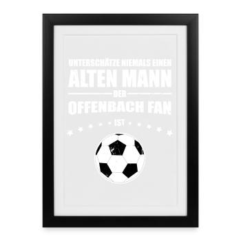 Vieil homme – Supporter de football d'Offenbach | Rétro vintage - Affiche encadrée (27 × 37 cm) - noir - Devant