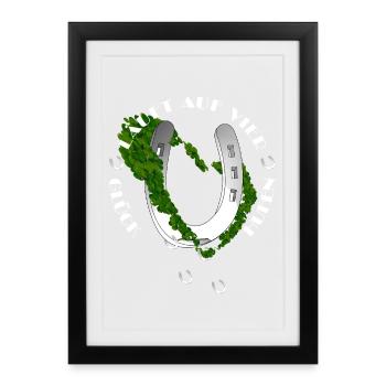 Fer à cheval avec trèfle inspiré de la nature - Affiche encadrée (27 × 37 cm) - noir - Devant