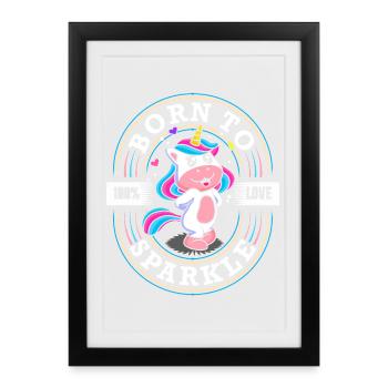 Born to Sparkle - Sweet Unicorn - Glitter - Framed poster (27 × 37 cm) - black - Front