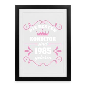 Confiseur Anniversaire 1985 Vintage Confiserie Naissance - Affiche encadrée (27 × 37 cm) - noir - Devant