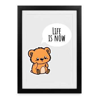 The Cute Bear: Life is now! Enjoy it - Framed poster (27 × 37 cm) - black - Front