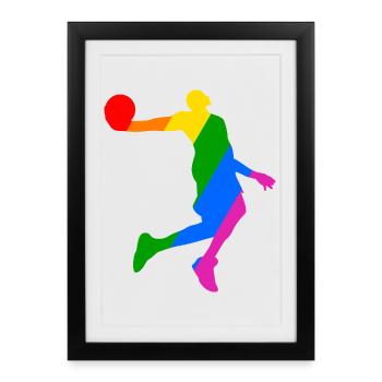 Joueur de basket-ball arc-en-ciel - Affiche encadrée (27 × 37 cm) - noir - Devant