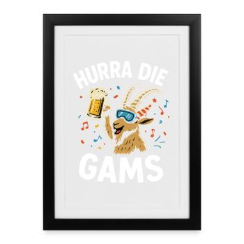 Vive le chamois – Dicton drôle d’après-ski et d’alpage - Affiche encadrée (27 × 37 cm) - noir - Devant