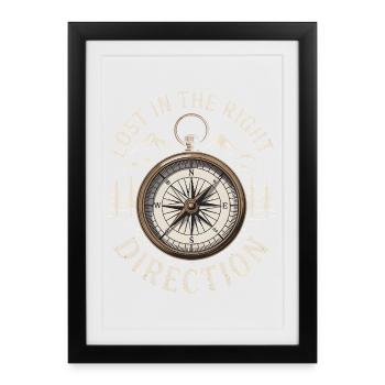Motif vintage de randonnée pour les globe-trotters - Affiche encadrée (27 × 37 cm) - noir - Devant