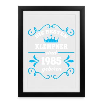 Birthday 1985 Plumber Colleague Plumbing Geb - Framed poster (27 × 37 cm) - black - Front