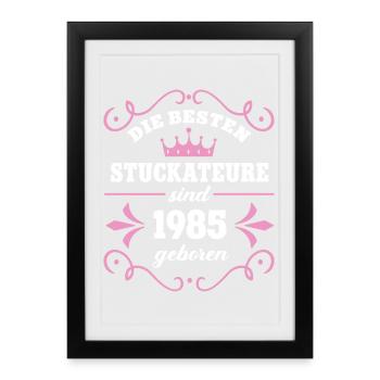 Anniversaire du plâtrier 1985 Année du plâtrage - Affiche encadrée (27 × 37 cm) - noir - Devant