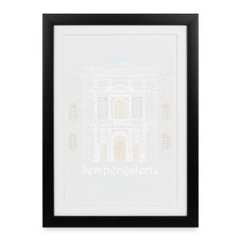 Dresden, Zwinger Sempergalerie Handzeichnung - Gerahmtes Poster (27 × 37 cm) - Schwarz - Vorne