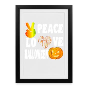 Paix Amour Halloween Costume Hippie Flower Power - Affiche encadrée (27 × 37 cm) - noir - Devant