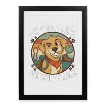 J’ai des projets avec mon chien - Affiche encadrée (27 × 37 cm) - noir - Devant