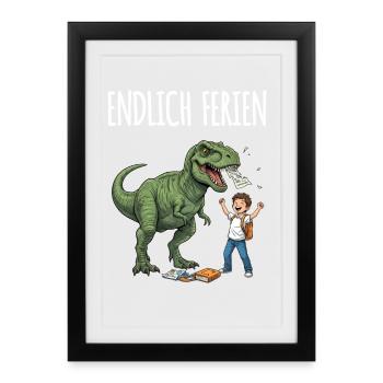 Enfin, le fun des dinos de Noël - Affiche encadrée (27 × 37 cm) - noir - Devant
