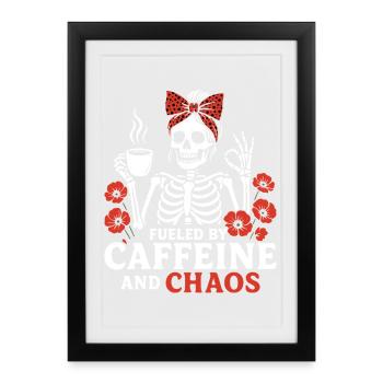 Mutter Koffein Mutter Skelett Kaffee - Gerahmtes Poster (27 × 37 cm) - Schwarz - Vorne