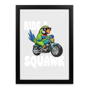 Perroquet enragé à moto - Affiche encadrée (27 × 37 cm) - noir - Devant
