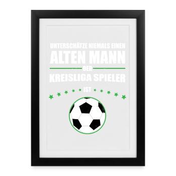 Vieil Homme - Joueur de Kreisliga | Vintage rétro - Affiche encadrée (27 × 37 cm) - noir - Devant