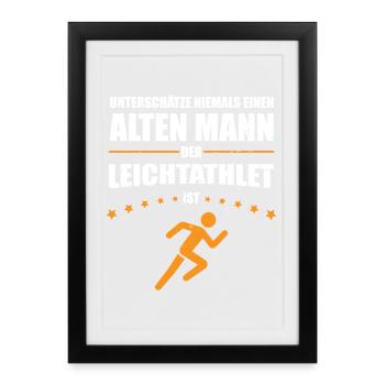 Gift Old Man - Athlete | Retro Vintage - Framed poster (27 × 37 cm) - black - Front