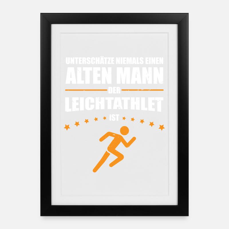 Gift Old Man - Athlete | Retro Vintage - Framed poster (27 × 37 cm) - black
