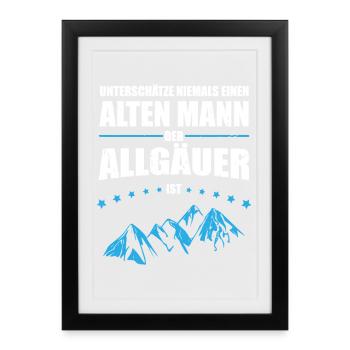 Cadeau Vieil Homme - Allgäuer | Vintage rétro - Affiche encadrée (27 × 37 cm) - noir - Devant