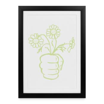 A Fist Hand with Bouquet of Flowers - Framed poster (27 × 37 cm) - black - Front