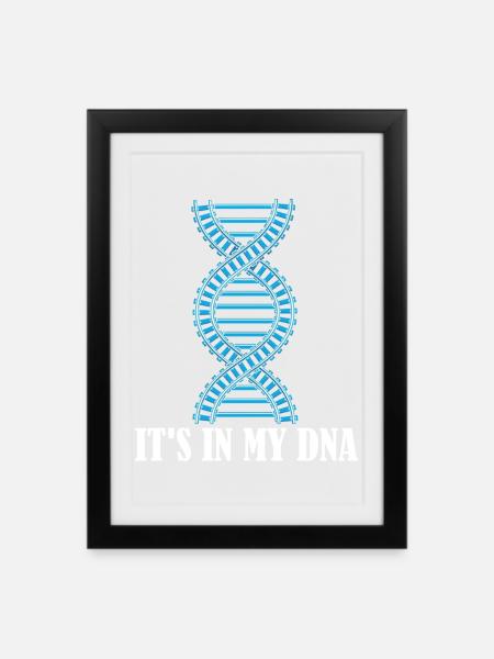 DNA-Zuggleis Eisenbahnfan Eisenbahnliebhaber - Gerahmtes Poster (27 × 37 cm) - Schwarz