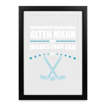 Alter Mann - Ingolstadt Eishockey Fan | Retro - Framed poster (27 × 37 cm) - black - Front